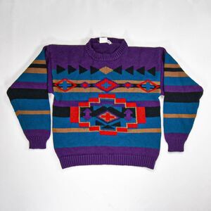 Vintage 80s Navajo Geometric Pattern Crewneck Sweater - M